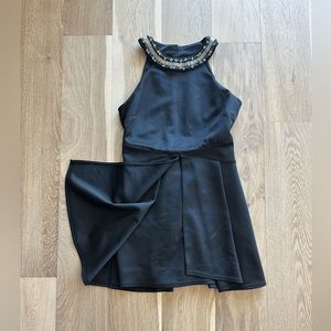 Bebe cocktail cupcake flare dress round collar beads short sleeves size medium